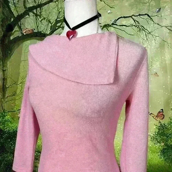 Y2k 90s Baby Pink Abstract Classy Layover Top By A.Byer Size M - Picture 2 of 7